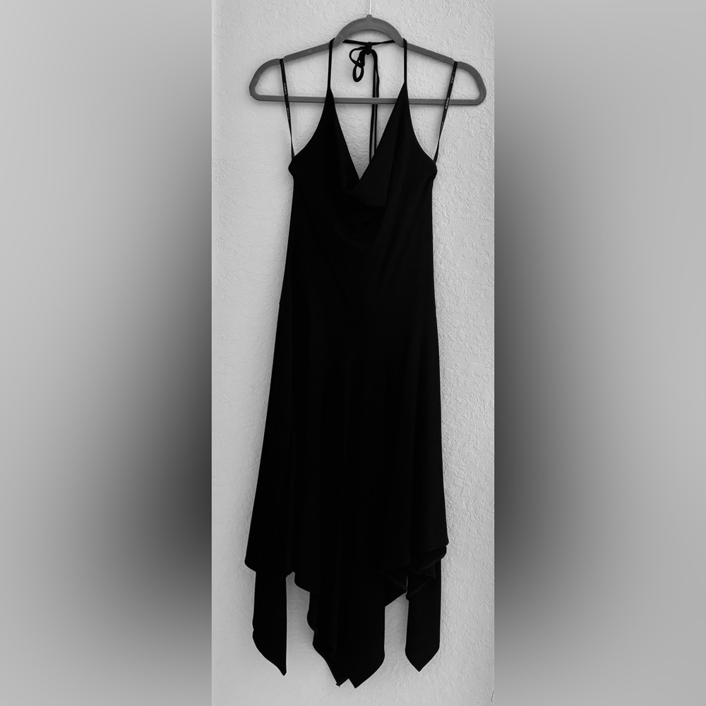 bebe- Halter Handkerchief Hemline Midi Skirt Dress.